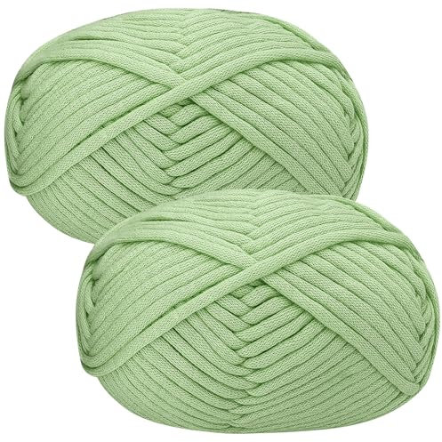 Filato di cotone spesso per uncinetto, 2 x 50 g, per principianti, filato verde salvia, per amigurumi e lavori a maglia