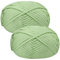 Häkelgarn Baumwolle Wolle zum Häkeln Chenille 2x50g Häkelwolle,Crochet Yarn Dickes Baumwoll-Nylon-Mischgarn Häkelgarn für Anfänger Salbeigrün Garn