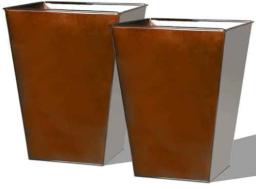 Worth Großer Pflanzkübel für den Garten, Metall, glasiert, 5,1–35,6 cm Durchmesser x 45,7 cm Höhe – luxuriöses glänzendes Finish, rot, hoch, quadratisch, konisch zulaufender Stahl, dekorativer