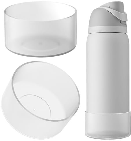 Linkidea 2 Pack Water Bottle Boot Compatible with Owala FreeSip 40oz, Silicone Anti-Slip Bottle Bottom Bumper Protector (Clear White)