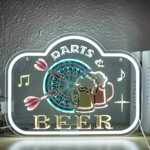 Horseneon Darts Beer Neon schild Dart Neonschilder für die Wand Bierbar Neonlichter für Schlafzimmer Dart Bar Leuchtreklame USB LED Dimmer Neonlicht für Bar Club Geschäft Schaufenster Spielzimmer