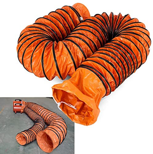8 bis 24 Zoll PVC-Flexschlauch-Luftventilator, 16,5 Fuß x 33 Fuß, HVAC-Kanalschlauch, einziehbar mit D-Ring, wasserdicht und feuerhemmend, Entlüftungsschlauch für Universalgebläse-Abluftventilator (