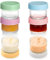 MEETOZ Lot de 6 petits récipients à vinaigrette en verre avec couvercle réutilisable pour aliments, épices, fruits, sauces, céréales, collations (50 ml)