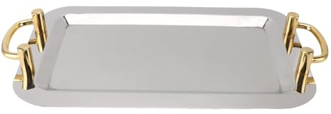 Vassoio in acciaio inossidabile squisito elegante a buffet hotel a specchio dorato (Rettangolare (lunghezza 18,7 pollici))
