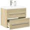 Myheimly Waschbeckenunterschrank mit Einbaubecken, Waschbeckenschrank mit viel Stauraum, Waschtisch Waschbecken Wandmontage ohne Wasserhahn,Sonoma Eiche,60 x 38.5 x 48 cm