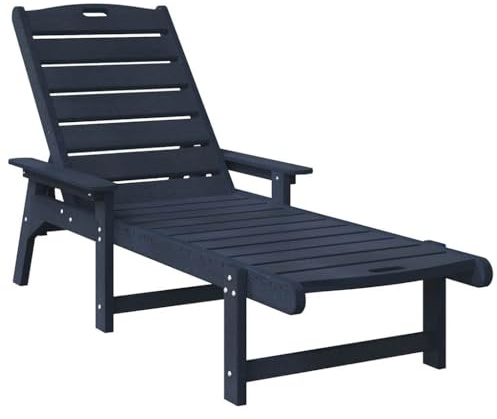 vidaXL Sun Lounger with Cushion Navy 73.5 x 92 x 90cm HDPE, Garden and Terrace Sun Lounger, Durable Outdoor Recliner for Relaxation, Modern Patio Chair, Leisure Furniture, Alfresco Seat