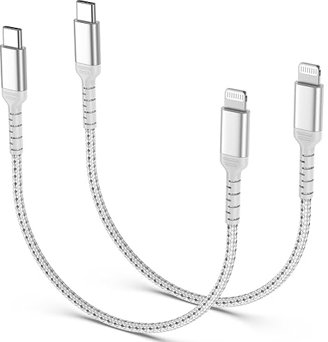 Short USB C to Lightning [30CM, 2Pack], Nylon MFi Certified 0.3M USB-C iPhone Cabel Power Delivery Fast Charging Lead Compatible for Apple 14 13 12 11 Pro Max X XR