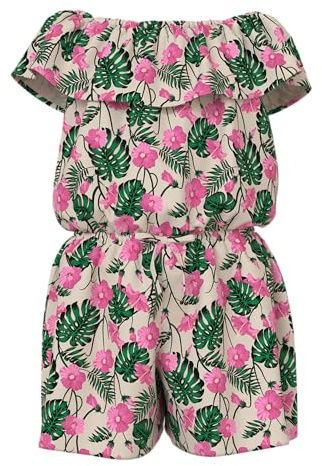 NAME IT Mädchen Nkfvinaya Ss Playsuit Fffff Noos, Summer Sand, 134 cm