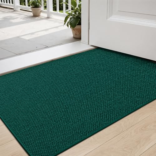 DEXI Door Mat 43 x 76 cm for Front & Back Door, Non Slip Dirt Trapper, Absorbent Indoor Entrance Rug, Low Profile Entryway Floor Mat, Green