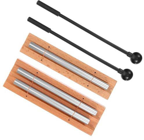 HONMEET Holz Meditationsklangspiele ohne Grate 2 Satz mit Schlägel aus Metall Resonierender Klang für Gebet und Achtsamkeitsübungen