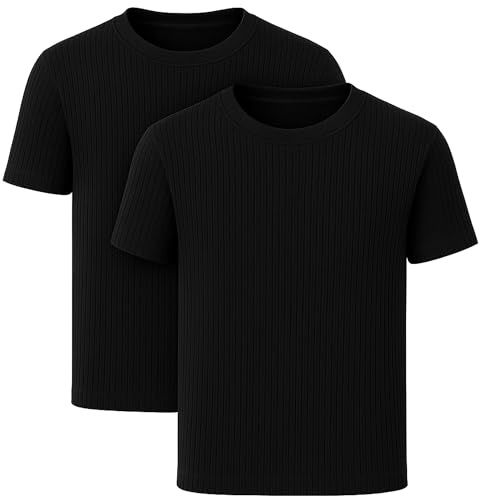 Golomak® Pack of 2 Mens Thermal Short Sleeve Tops, Warm Crew Neck Base Layer T-Shirts for Winter Work, Hiking & Outdoor Sports – Lightweight Thermal Underwear Shirts Size S-XXL