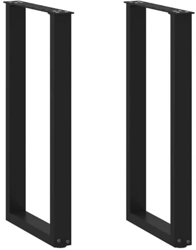 Tomostar Lot de 2 Pieds de Table Métal, Pieds Support de Table Console Bar Haute Pied de Meuble en U 2 pcs Noir 28 x (72-73) cm Acier