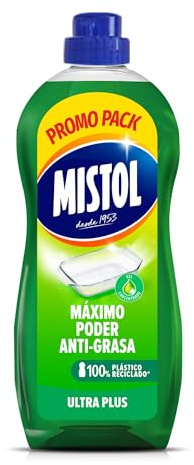 Mistol - Lavavajillas a mano Ultra Plus - Líquido Concentrado 1250mL - Poder Superior Antigrasa y Desincrustante - Efecto Brillante y Antiolor - Biodegradable y Botella Reciclable