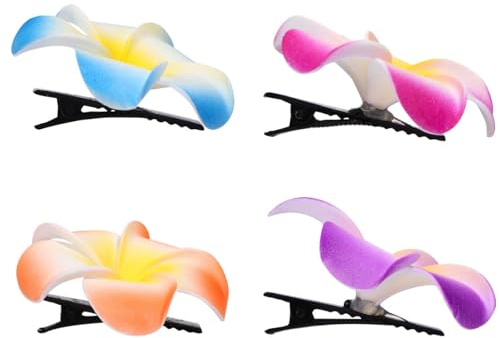 OFFIGAM 18 Pinces à Cheveux Fleur de Frangipanier en Plastique pour Plage et Fête, Accessoires Cheveux Hawaïens, Lot de 18 Pièces Couleur Aléatoire