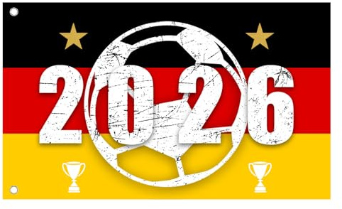 Deutschland Flagge 90x150cm – Fahne 2026 Fußball Design, Fussball 2026, 2026 Fanartikel Banner, Deutschland Deko Für Stadion Public Viewing Balkon Garten, Fanartikel Für Fußball Fans