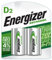 Energizer Rechargeable Batteries, D, 2-Count