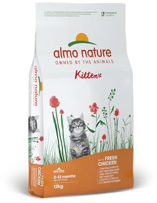 Almo Nature Kitten - Trockenfutter für Kätzchen mit Frischem Huhn - Für EIN Ausgewogenes Wachstum von 2 bis 12 Monaten, Geeignet für Trächtigkeit und Stillzeit - 12kg Beutel