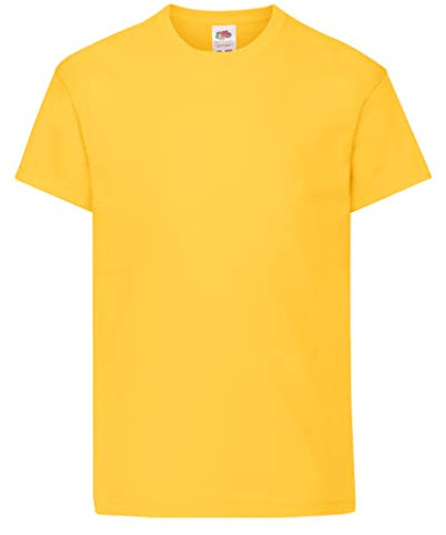 Fruit of the Loom Unisex Kids Original Crew Neck Short Sleeve T-Shirt, Yellow (Sunflower Yellow), 9-11 Years (Manufacturer Size: 140)
