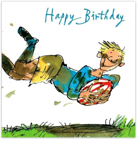 Woodmansterne Male Birthday Card - Quentin Blake - Rugby Star