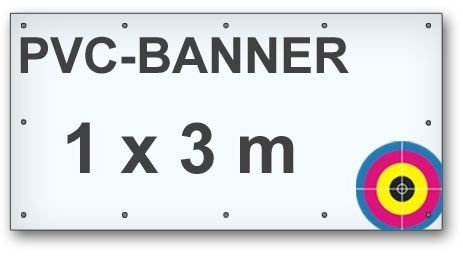 PVC-Banner mit Ösen 1x3m (Druck auf Frontlit 440g/m²)
