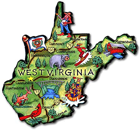 Classic Accessories Artwood Magnet, Bundesstaatskarte von West Virginia
