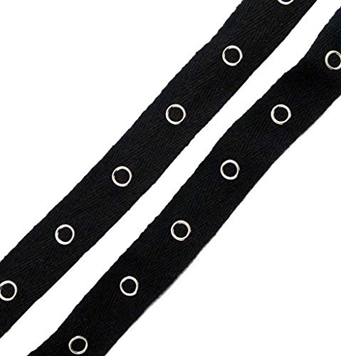 HAND ® Snap-Taste Band HE16 2-teilig Baumwolle Schwarz-Silber-Druckknöpfe Band - 1 Meter