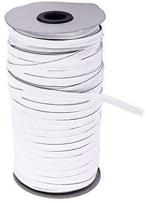 WedDecor Weiß Elastisch Nähgarn 5mm glattes Finish für Strick-, Handwerks- und Bastelzubehör, Felgenherstellung, Kleidung, 100 Meter