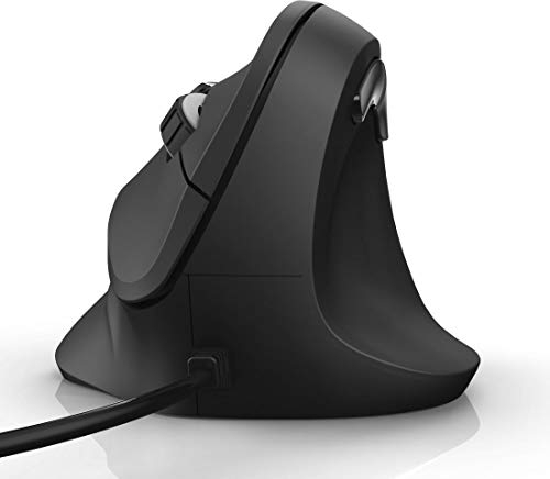 Hama ergonomische Maus (Vertikale Maus kabelgebunden für Rechtshänder, 3 Geschwindigkeitsstufen bis 1800dpi, gegen Tennisarm, Mausarm, RSI-Syndrom) schwarz