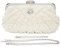 BAIGIO Pochette Elegante Bianca Perle, Clutch Donna Cerimonia Borsetta da Sera Borsa a Tracolla Catena per Matrimonio Party Sposa Cocktail Festa