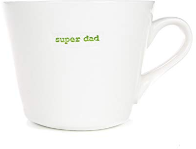 Keith Brymer Jones - Word Range - Standard Ceramic White Mug - super dad - 350ml - Gift Boxed