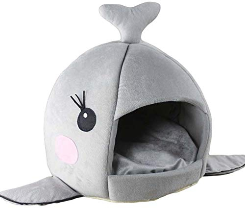 JEELINBORE Weiche Hai Schlafsack Haustierbett Gemütlich Hundehöhle Katzenhaus (Grau #1, M: 50 * 50 * 48cm)