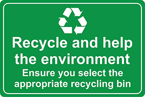 Recycle and help the environment ensure you select the appropriate recycling bin Safety sign - Self adhesive sticker 200mm x 150mm