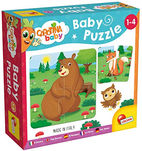 Lisciani - CAROTINA BABY - Baby Puzzle - Der Wald - Puzzle ab 2 Jahren - Montessori Spielzeug 2 Jahren - 6 Lernpuzzles mit Tieren (4 Teile je Puzzle) - Für Kinder