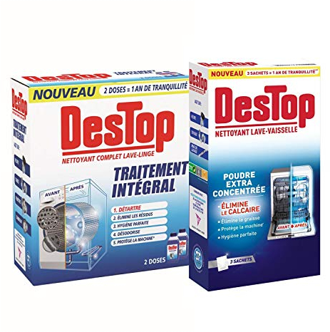 DESTOP Nettoyant Complet Lave-Linge + Nettoyant Lave-Vaisselle