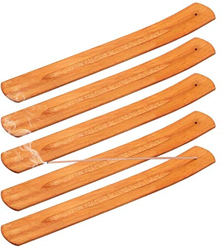 Fanshiontide 5 Piezas Madera Quemador Incienso, Porta-Incienso de Madera, Quemador de Incienso, Decoracin Ambientador Aroma, Quemador Incienso del Tamaño 24 x 3.3 cm con un Agujero de 2 mm