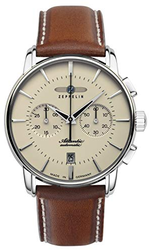 Zeppelin Herrenuhr mit Lederband Serie Atlantic Automatik Chrono Saphirbeschichtetes K1 Glas 8422-5