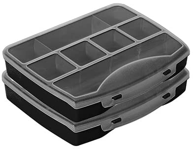 Kigima Sortierbox 2er Set 25x20,2x4,1cm 12 Fächer Schwarz – Praktisches Kleinteilemagazin aus Plastik – Sortimentskasten für Wandmontage geeignet – ideal als Werkstatt Organizer