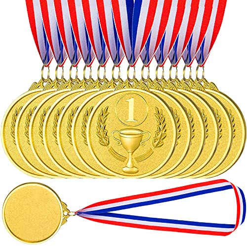 12 Stück Sieger Medaillen,Medallien Wettbewerb,Metall Medaillen,Goldmedaillen Metall,Medaillen Sportfest Metall,Goldmedaille für Kinder Metall,Medaillen Kindergeburtstag Metall (12 Goldmedaillen)