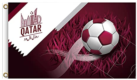 Qatar Flagge 2022 Wimpelkette Qatar Fan-Flagge Wimpelkette Qatar Flagge Dekoration Garten Innen Festival Fußball 90 x 150 cm