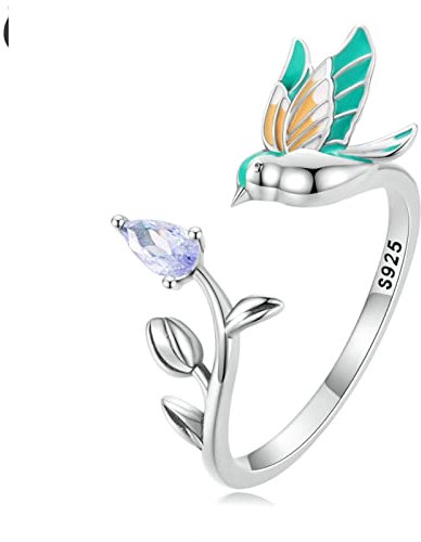 DAOMEI Mode 925 Sterling Silber Eisvogel Offener Ring Für Frauen Ewigkeit Band Lebhafter Vogel Ring Geschenk Edlen Schmuck Party