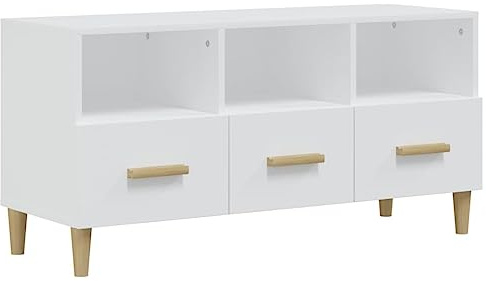 vidaXL TV Schrank Lowboard TV Möbel Tisch Board Sideboard Fernsehtisch Fernsehschrank HiFi-Schrank Wohnzimmer Weiß 102x36x50cm Holzwerkstoff