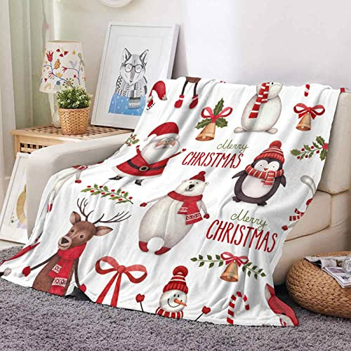 Kuscheldecke Pinguin-Eisbär Decke Flanell Lammwolle Fleecedecke Doppelseitiges Design Fleecedecke Flauschig Decken Blanket Sofadecke Pflegeleicht Felldecke Wolldecken für Couch 150x200cm