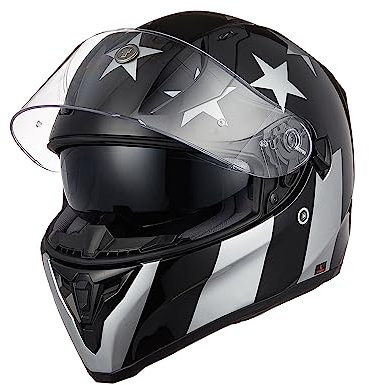 TORC Casco Moto Integrale Casco Scooter con Doppia Visiera Omologato ECE 22-06 (CAPTAIN SHADOW GLOSS, M)