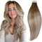 RUNATURE Tape Extensions Echthaar Ombre Braun Blond Menschliches Haar Echthaar Extensions Tape Balayage Braun Blond 40cm 20 Stück 50g Extensions Echthaar Tape #3/8/22