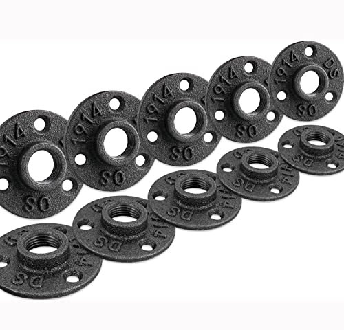 MdSd 10pcs Flangia Filettata 3/4'' Nera,0.75 Pollice Flangia da Pavimento con 3 Fori, Flangia per Tubi in Ferro per Supporto Tubo per Arredamento Stile Industriale Vintage
