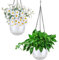 YuanDiann Hängend Blumentopf 2er Set, Selbstbewässernder Baumwollseil Hängepflanztopf Blumenampeln zum Aufhängen für Pflanzen Innen, Auße Transparent# ø21cm x 20cm