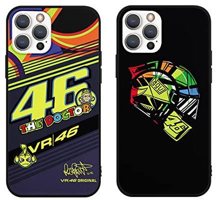 nurkorki [2 Pezzi] Cover per Apple iPhone 11 6,1, Ultra Slim Nero Silicone Custodia con Valentino Rossi Design Morbido TPU Antiurto Bumper Collezione VR 46 Classico Cover per iPhone 11