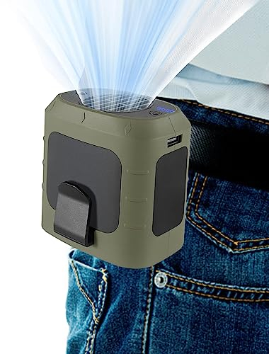 Mocoli Hand Fan, 3 Spreed Persönlicher Ventilator Mini Taillenlüfter Tragbar USB Taille Fan Wiederaufladbar Hands Free Hals Kühler Clip LED Funktionierender Mini Halskettenventilator Outdoor Camping