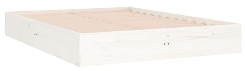 vidaXL Bed Frame without Mattress White Solid Wood 135x190 cm Double Double