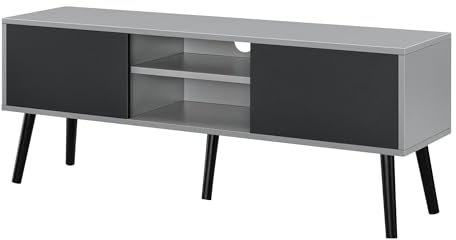 Helloshop26 Meuble TV Design Support télé 120 cm Panneau de Particules mélaminé Noir Gris Clair 03_0005866